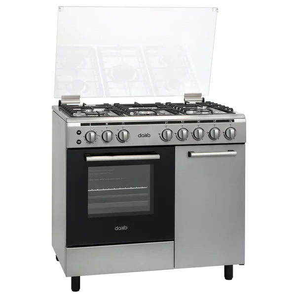 Daiko Cuisinière à gaz 8195 Inox Fonte FFD 90cm cache bouteille