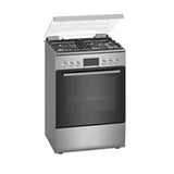 Bosch Cuisinière Mixte 60 cm – 4 foyers gaz, four gaz, inox – HXR390I50S