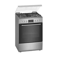 Bosch Cuisinière Mixte 60 cm – 4 foyers gaz, four gaz, inox – HXR390I50S